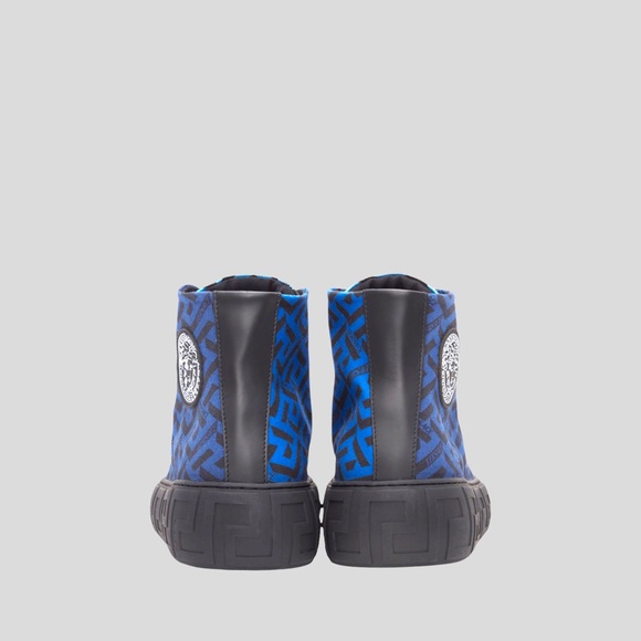 ๐ ๐ VERSACE Blue Greca High-Top Sneakers ๐ซ Size: EU 41 Color: Black/Blue - Picture 6 of 9